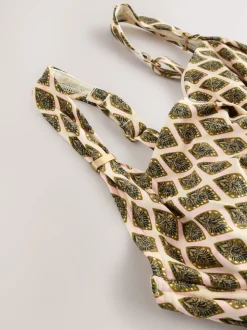 Houtblok Khaki Groen/Cream folie - F-K ondersteunend badpak met beugel