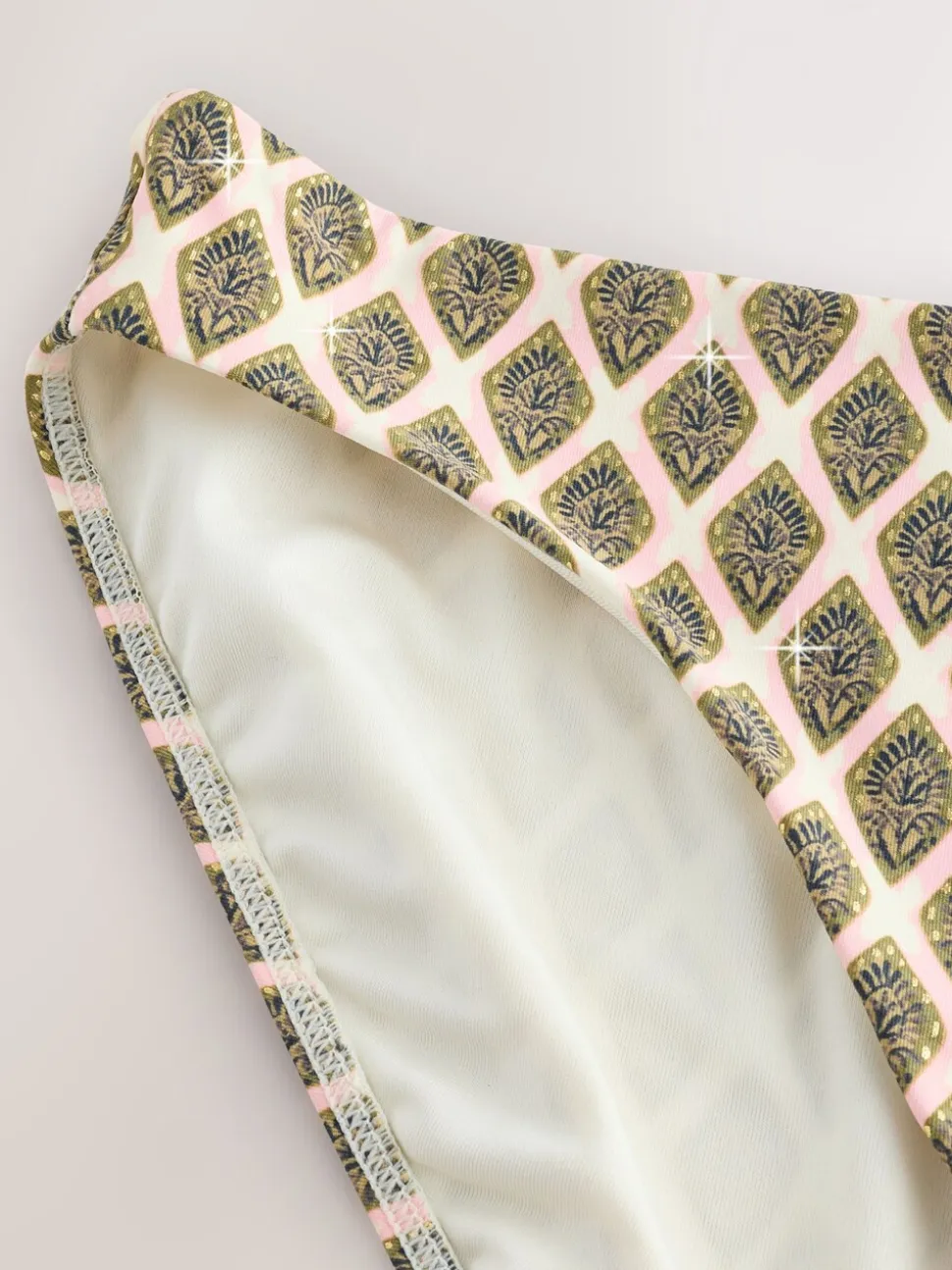 Houtblok Khaki Groen/Cream folie - Bikinibroekjes