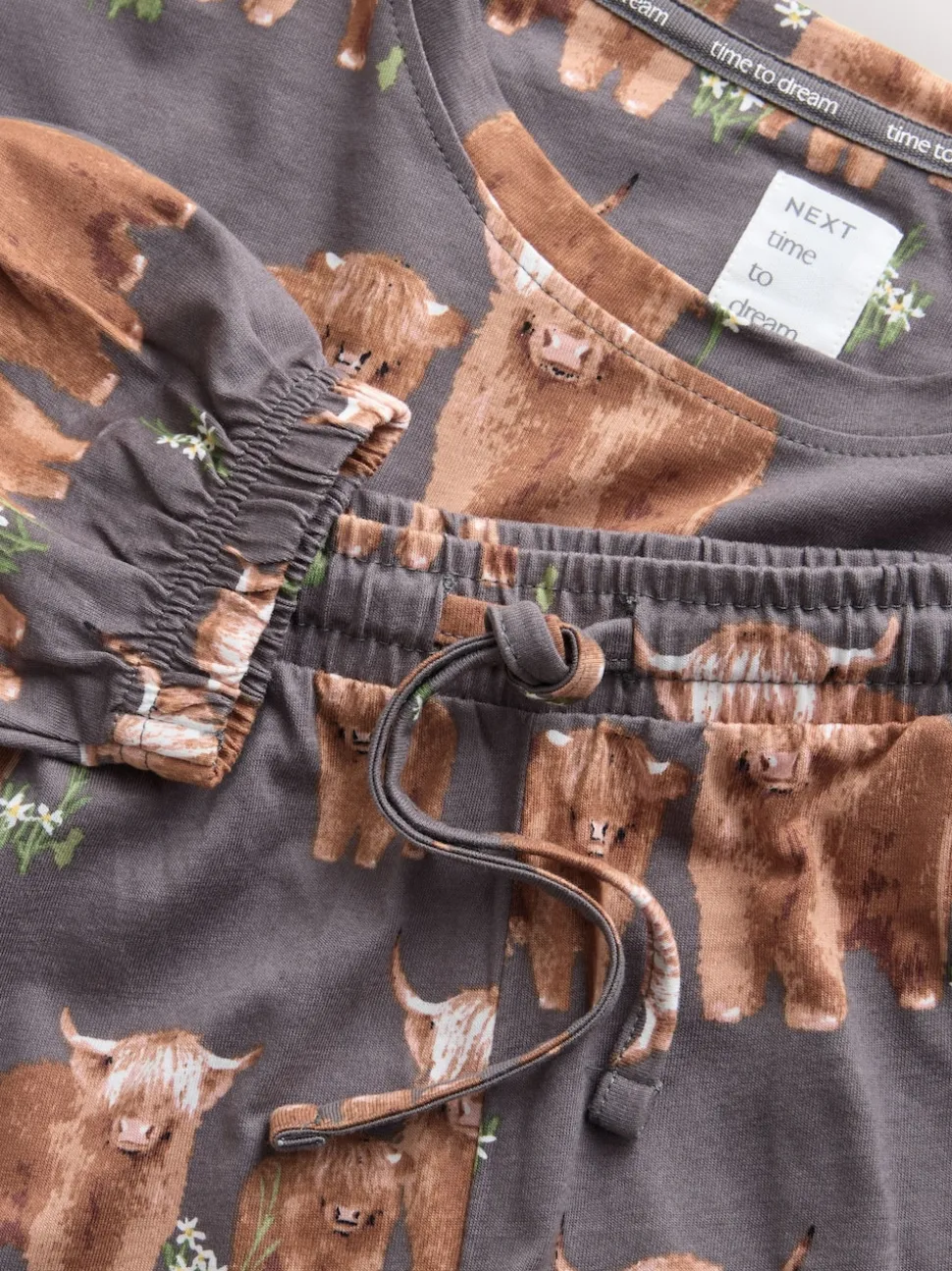 Houtskoolgrijze Hamish The Highland Cow - Pyjama met lange mouwen