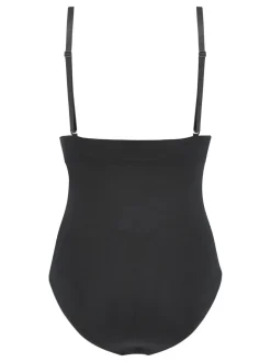 Hunkemöller - Naadloze zwarte shapewear bodysuit met hoge taille en open voorkant