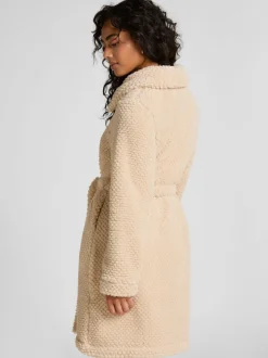 Hunkemoller Cream Fleece Zip Bathrobe