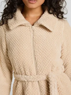 Hunkemoller Cream Fleece Zip Bathrobe