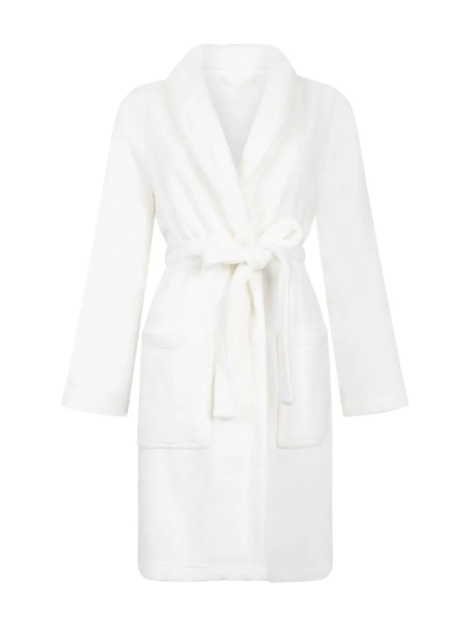 Hunkemoller Short Flannel Fleece Embossed Dot White Robe