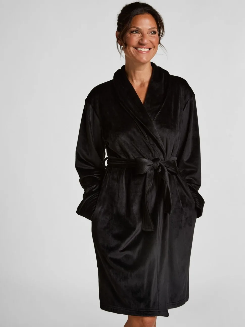 Hunkemoller Velours short Black Bath Robe
