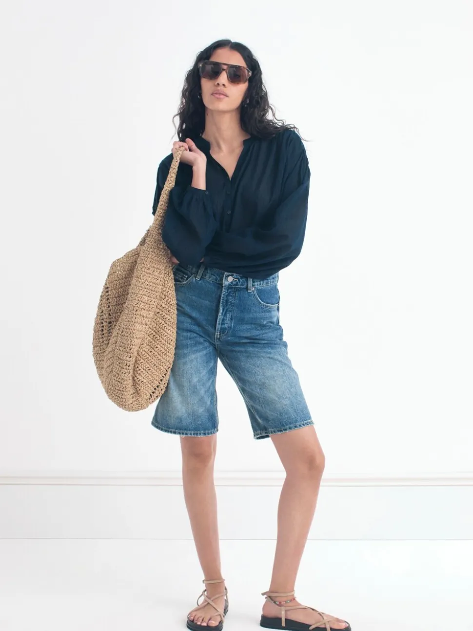 Hush Boyfriend Long Denim 100% Cotton Shorts