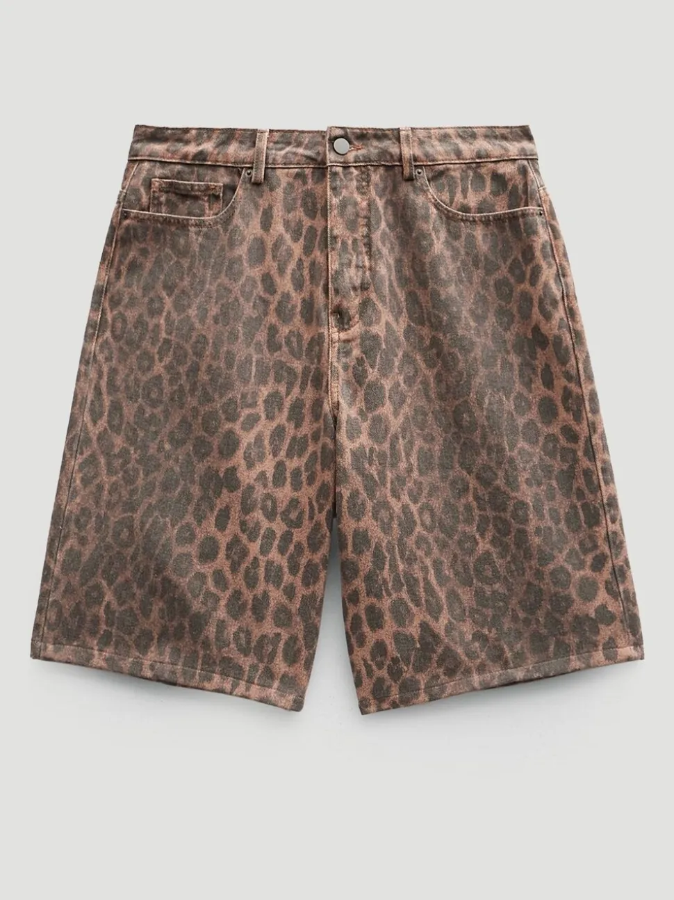 Hush Leopard Print Denim Bermuda Shorts