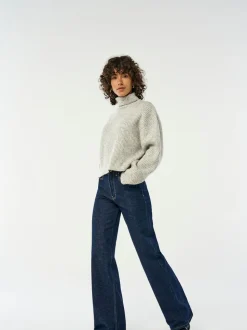 Indigoblauw - ONLY - Jeans met hoge taille en wijde pijpen van 100% katoen