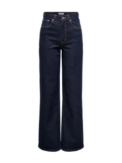 Indigoblauw - ONLY - Jeans met hoge taille en wijde pijpen van 100% katoen