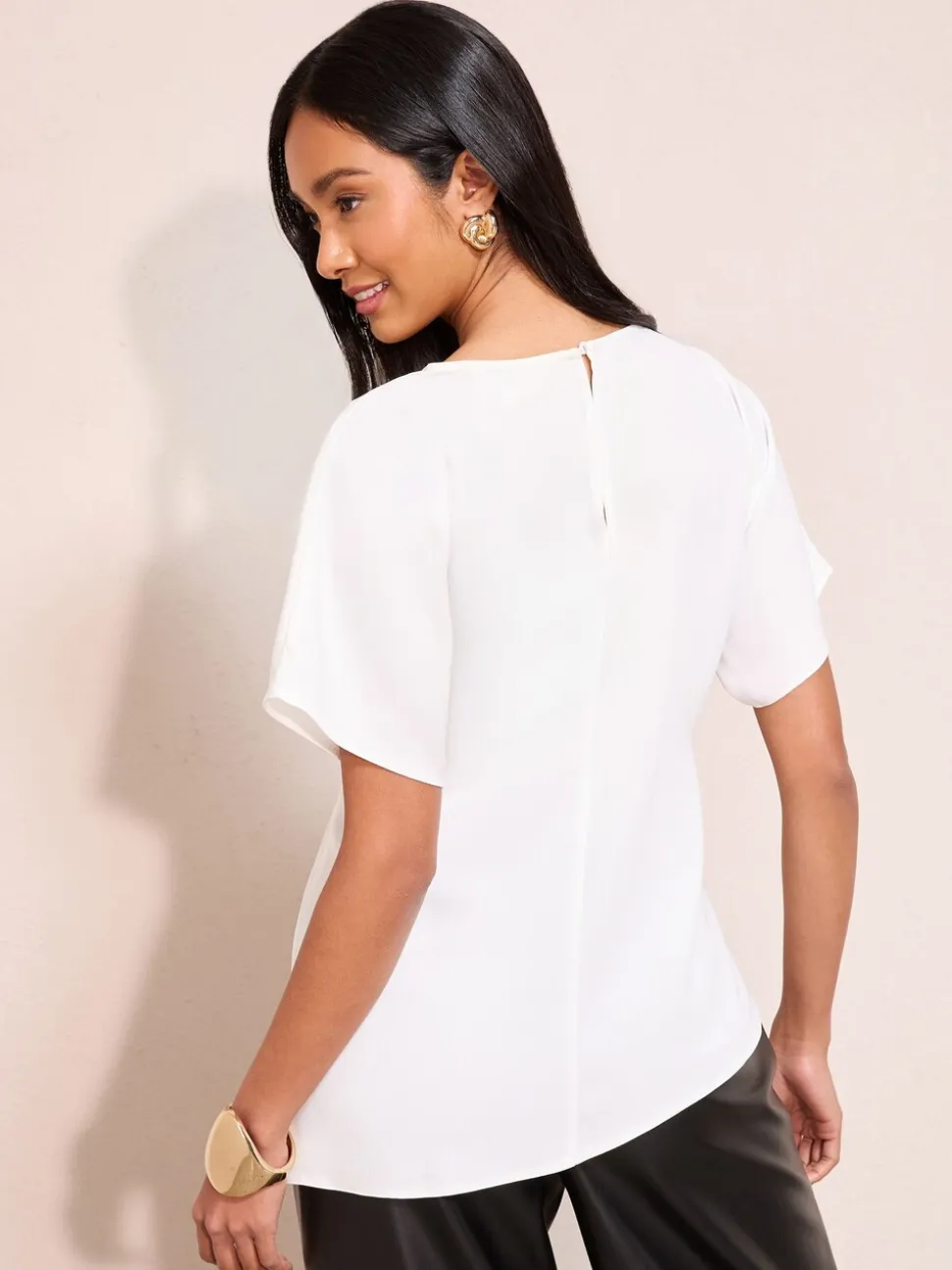 Ivoor - Friends Like These Pleated Waist Detail Short Sleeve Blouse
