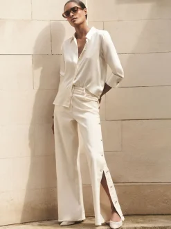 Ivoor - Reiss Ameira Silk-Satin Concealed-Placket Shirt