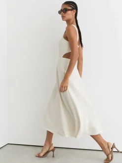 Ivoor - Reiss Dina Waisted Cut-Out Twill Midi Dress
