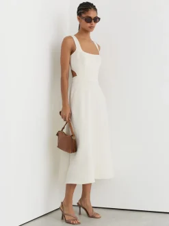 Ivoor - Reiss Dina Waisted Cut-Out Twill Midi Dress
