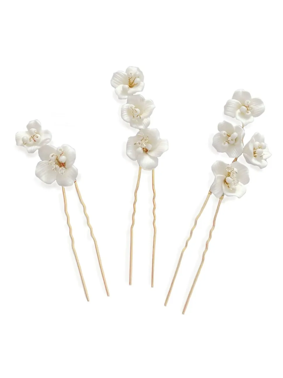 Ivory & Co set van Fleur gebloemde keramische haarspelden