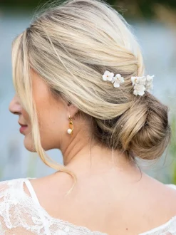 Ivory & Co set van Fleur gebloemde keramische haarspelden