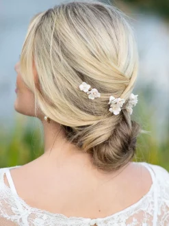 Ivory & Co set van Fleur gebloemde keramische haarspelden