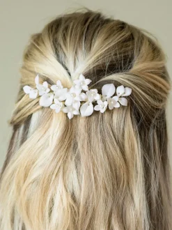 Ivory & Co Snowdrop haarspeld met mooie keramische bloemen
