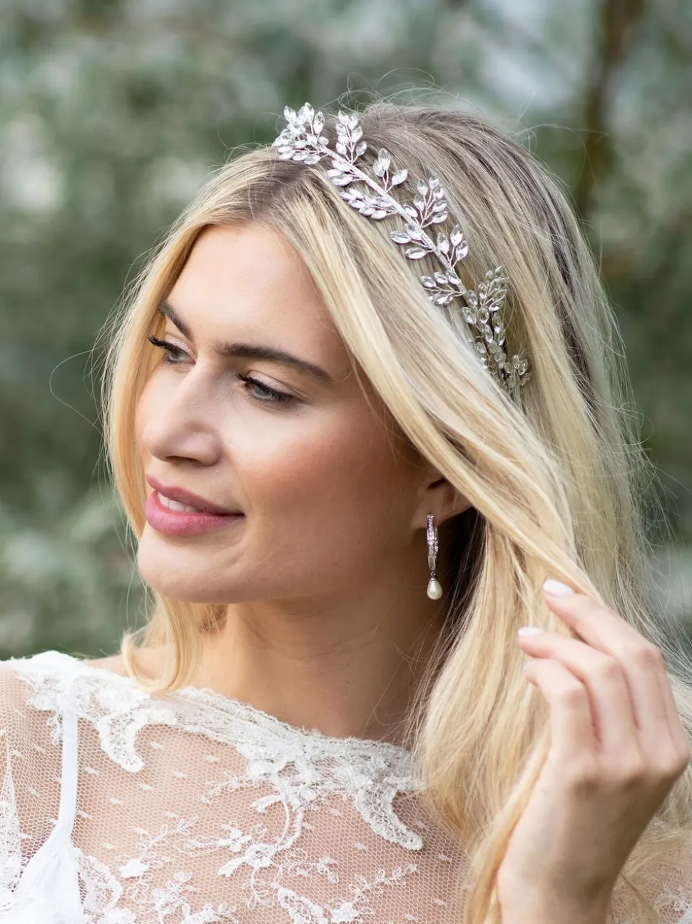 Ivory & Co Utopia hoofdband met kristallen blaadjes