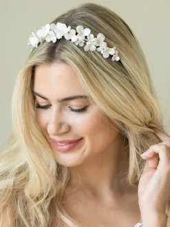 Ivory & Co Wildflower Dainty tiara met keramische bloemen