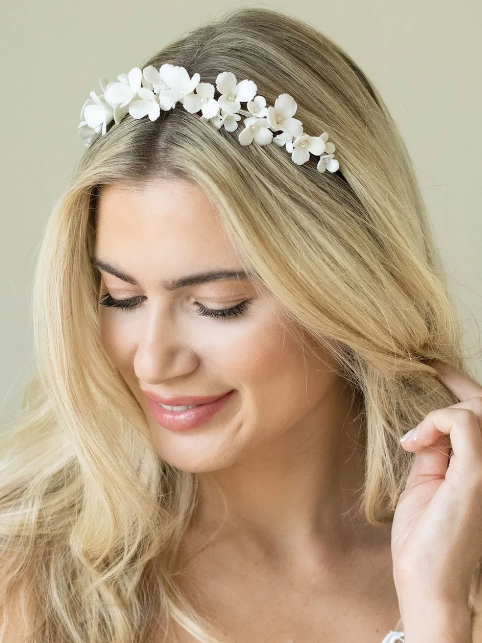 Ivory & Co Wildflower Dainty tiara met keramische bloemen