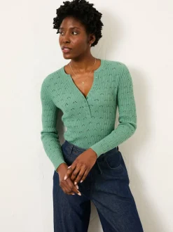 Jadegroen - FatFace Knitted Button Front Henley