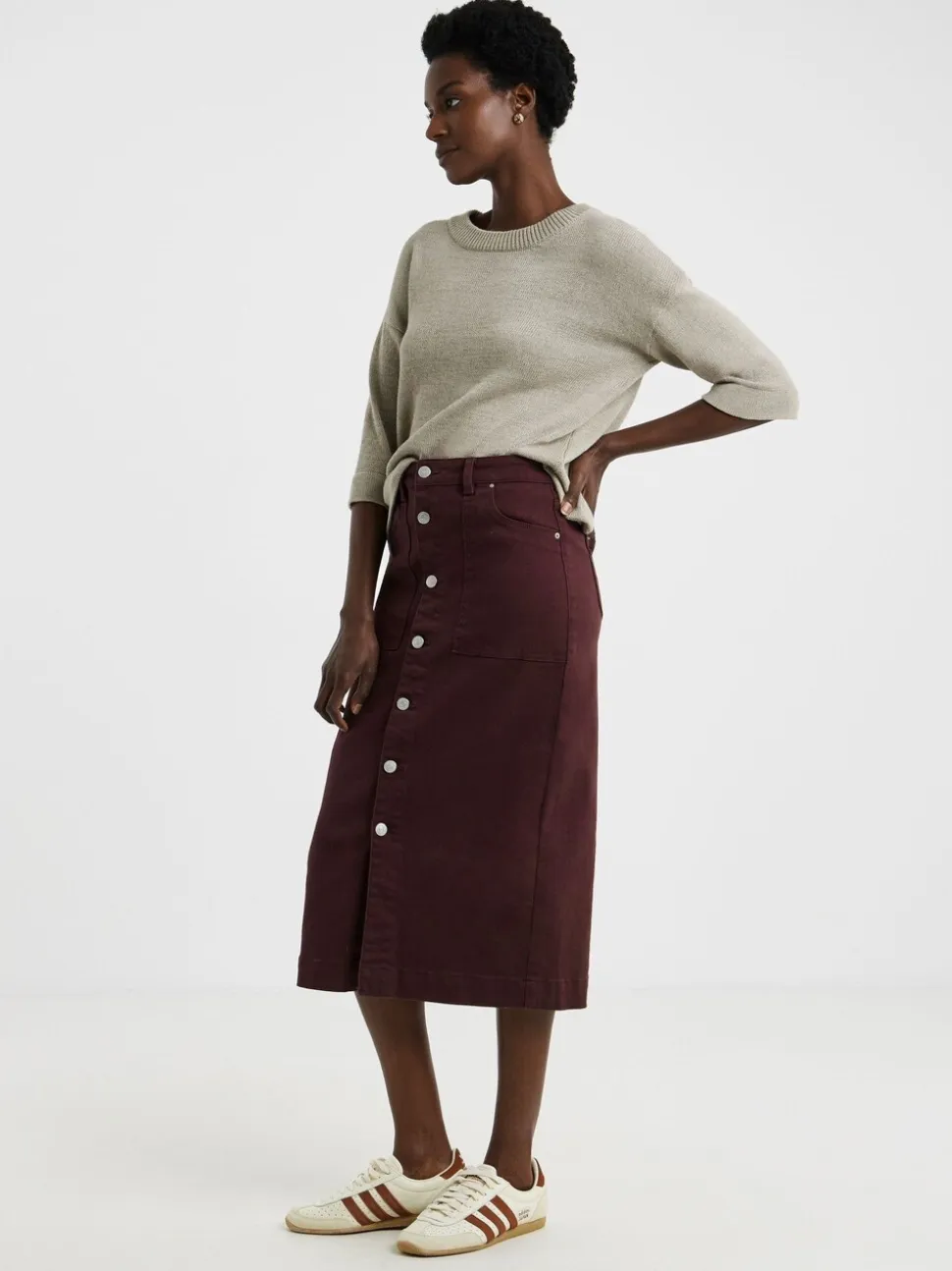 JD Williams Button Through Denim Midi Skirt