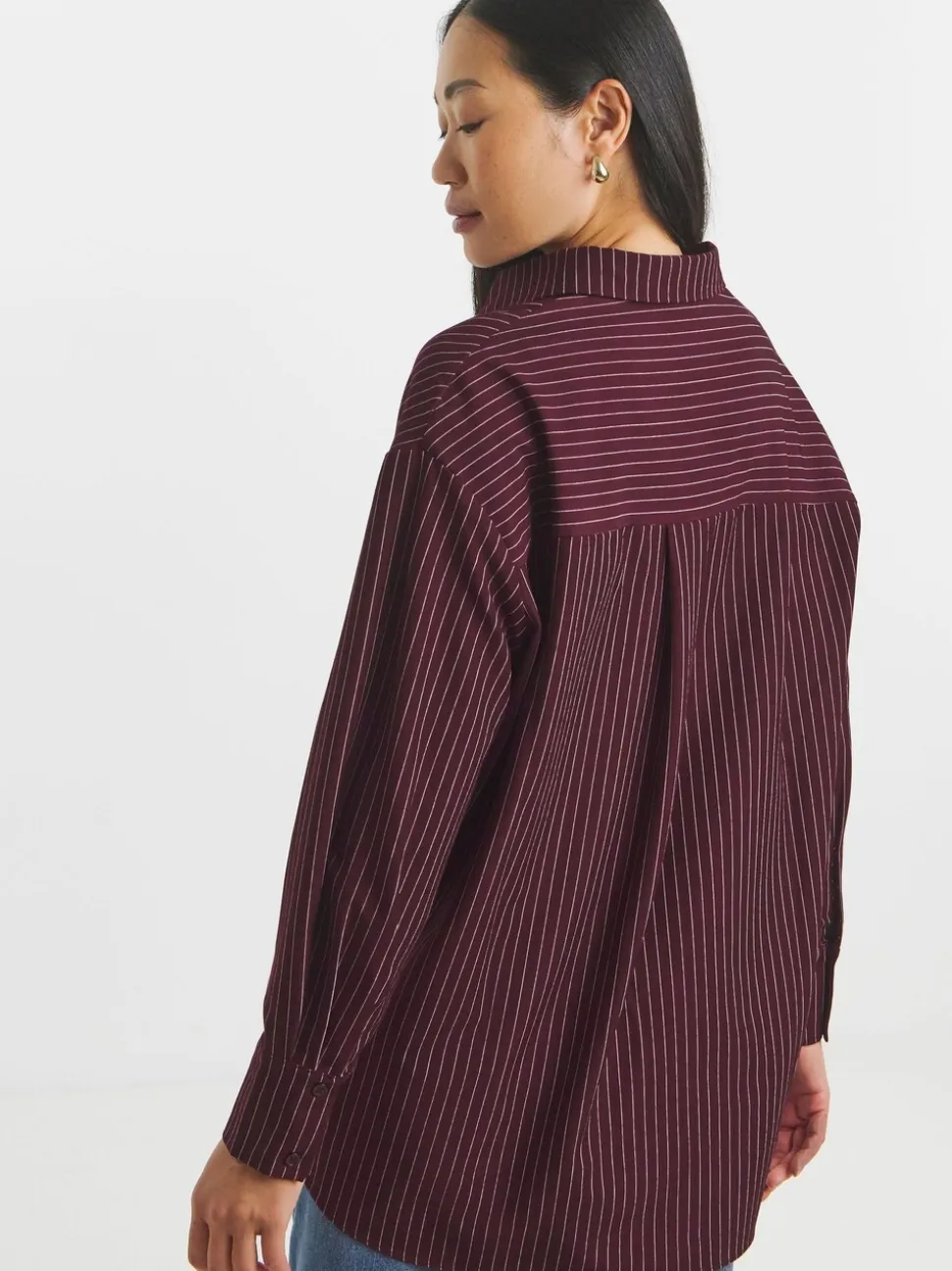 JD Williams Stripe Twill Oversized Long Sleeve Shirt