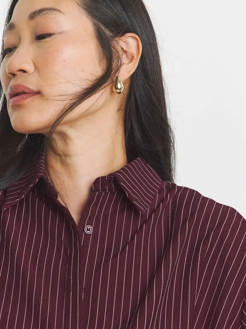 JD Williams Stripe Twill Oversized Long Sleeve Shirt