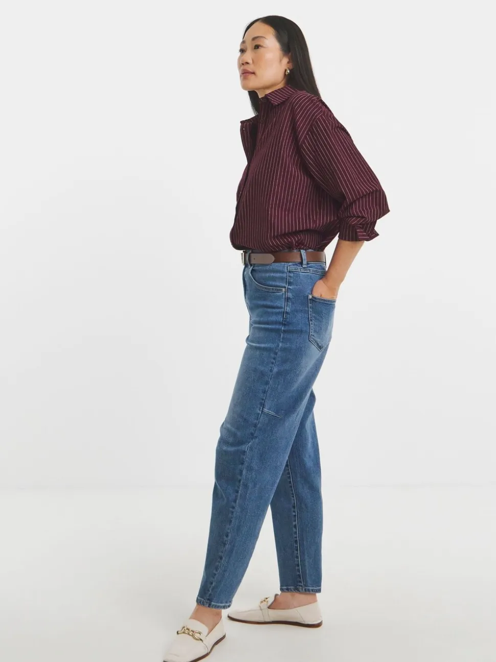 JD Williams Stripe Twill Oversized Long Sleeve Shirt