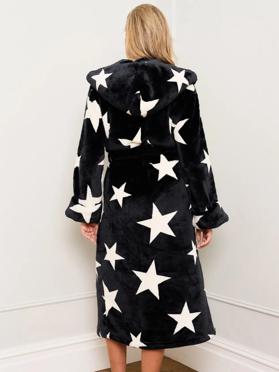 Jim Jam the Label Black Star Print Dressing Black Gown