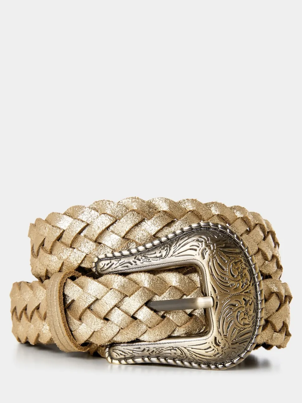 Joe Browns gevlochten metallic suède riem