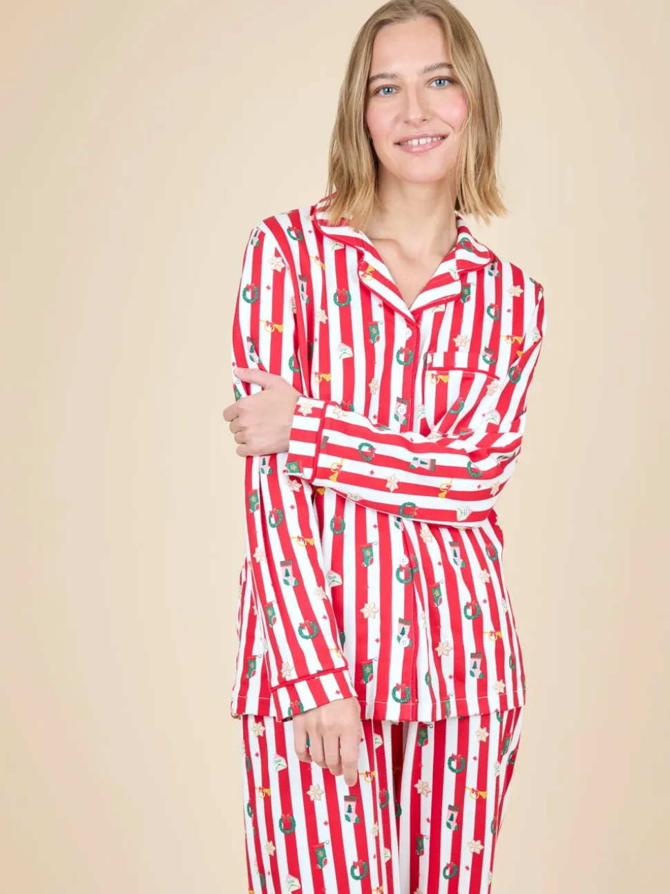 JoJo Maman Bébé gestreepte kerstpyjamaset voor dames