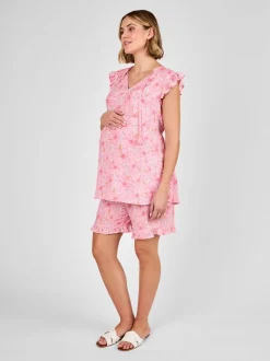 JoJo Maman Bébé Zwangerschapsshort met bloemenpatroon en ruches