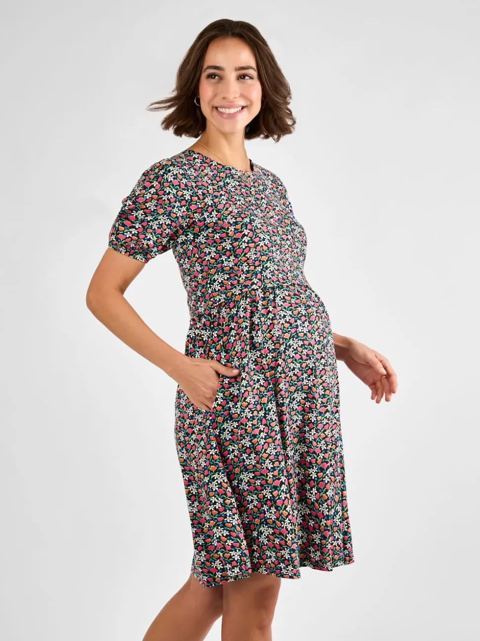Jojo Maman Bébé zwangerschaps- en voedingsjurk van jersey met dubbele laag