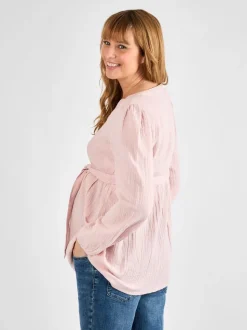 JoJo Maman Bébé Zwangerschapsblouse met textuur en lange mouwen