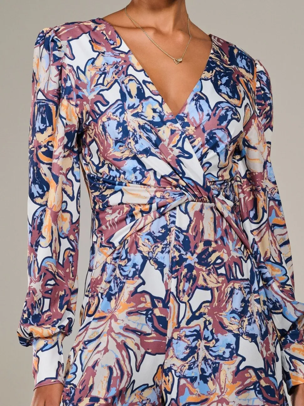 Jolie Moi Jersey Wrap Front Long Sleeve Jumpsuit