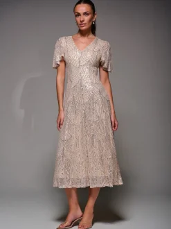 Jolie Moi Sequin Angel Sleeve Fit & Flare Midaxi Dress