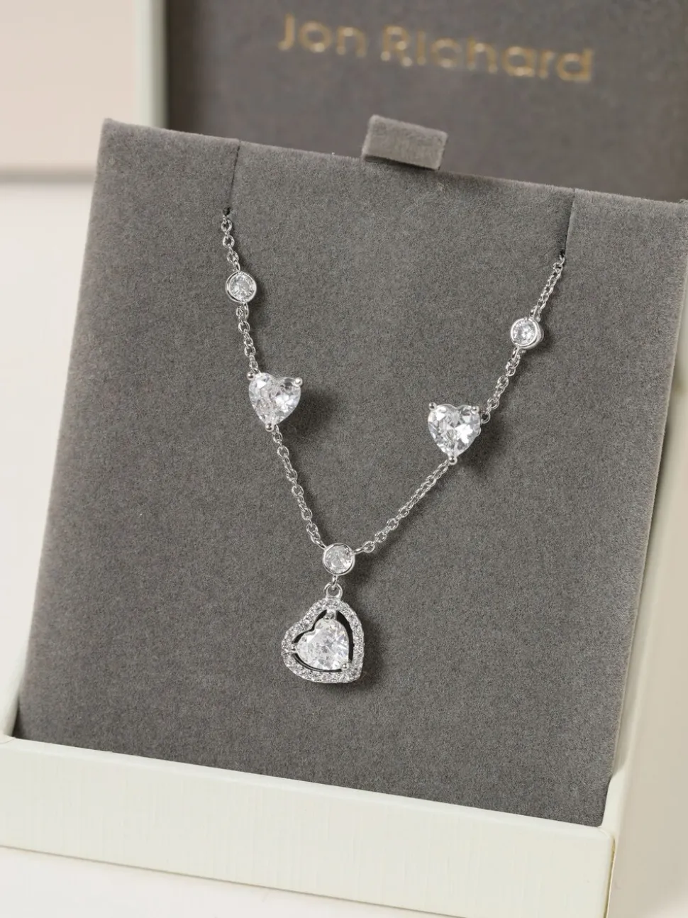 Jon Richard Cubic Zirconia Heart Drop Set Gift Box