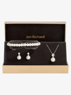 Jon Richard driedelige set met kristallen en parels - In cadeauverpakking