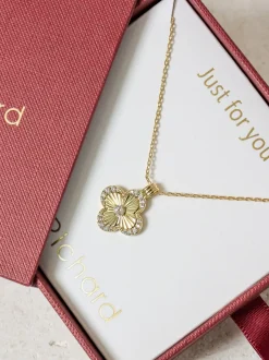 Jon Richard 18K Plated Clover Pendant - Geschenkset