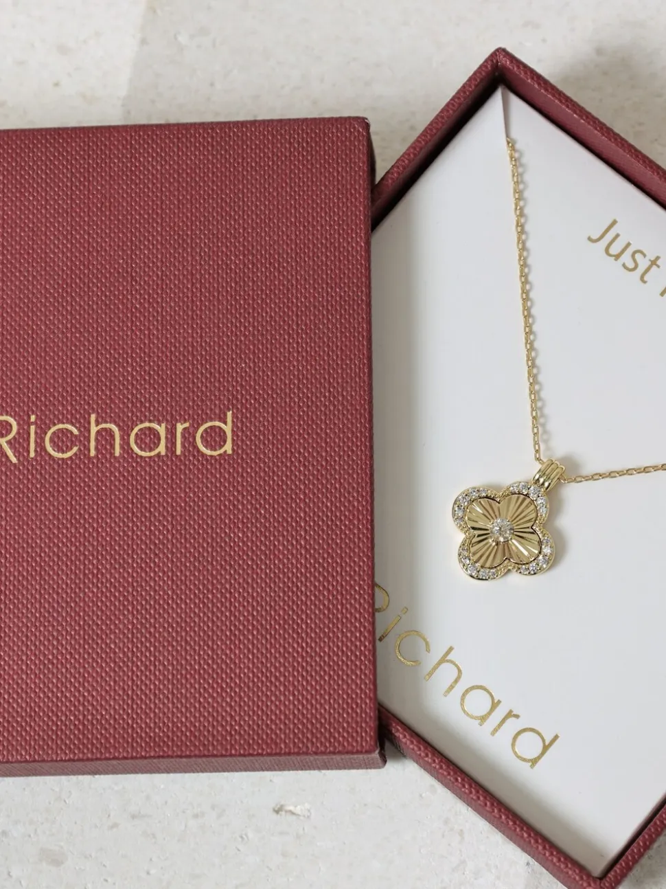 Jon Richard 18K Plated Clover Pendant - Geschenkset
