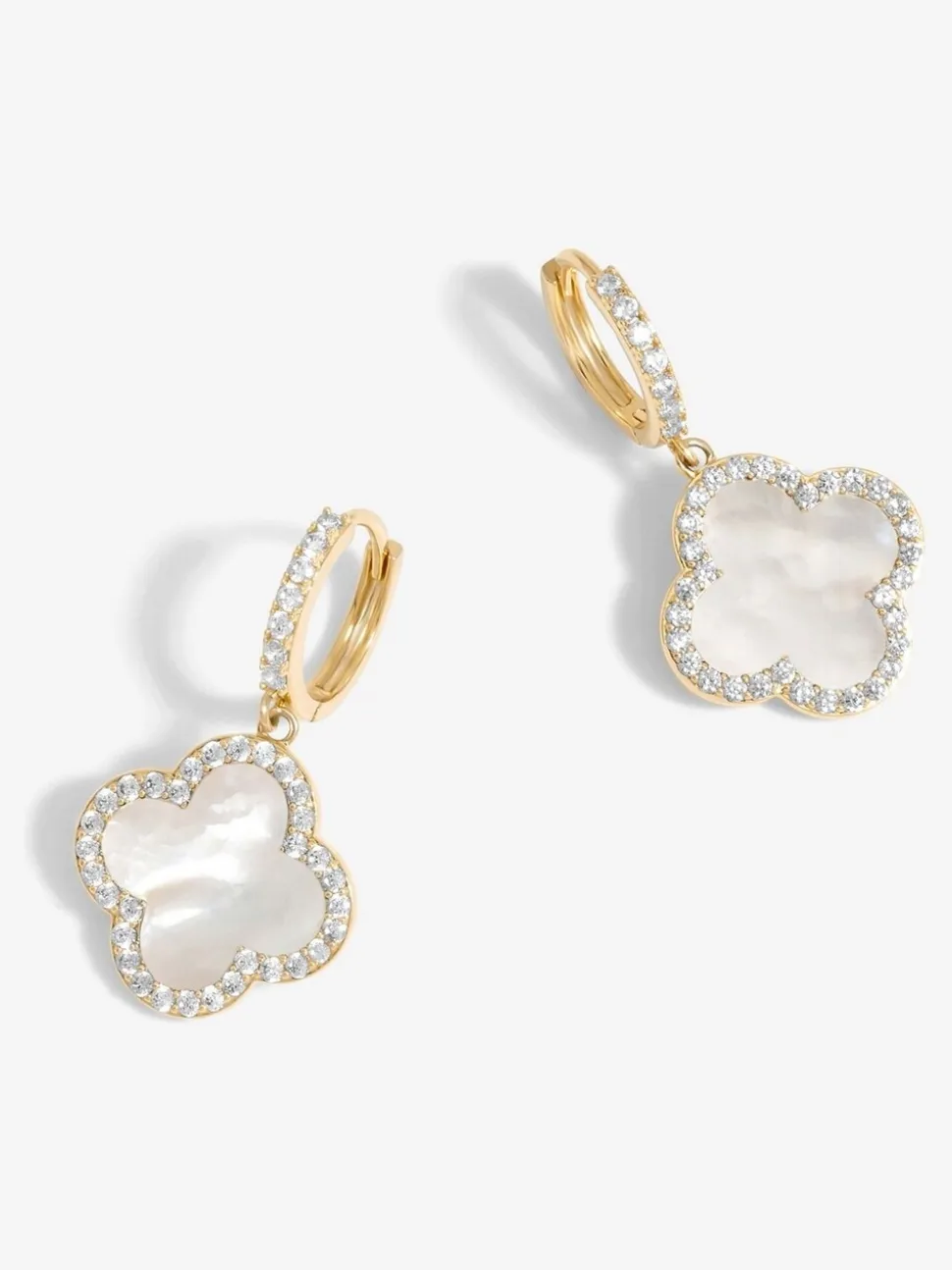 Jon Richard Mother of Pearl Clover Huggie Earrings