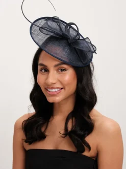Jon Richard Navy Woven Bow Fascinator