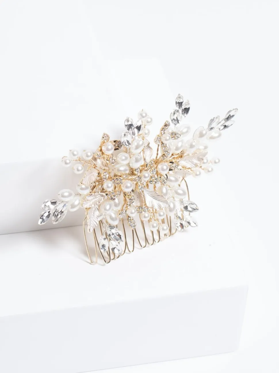 Jon Richard Pearl Crystal Floral Comb