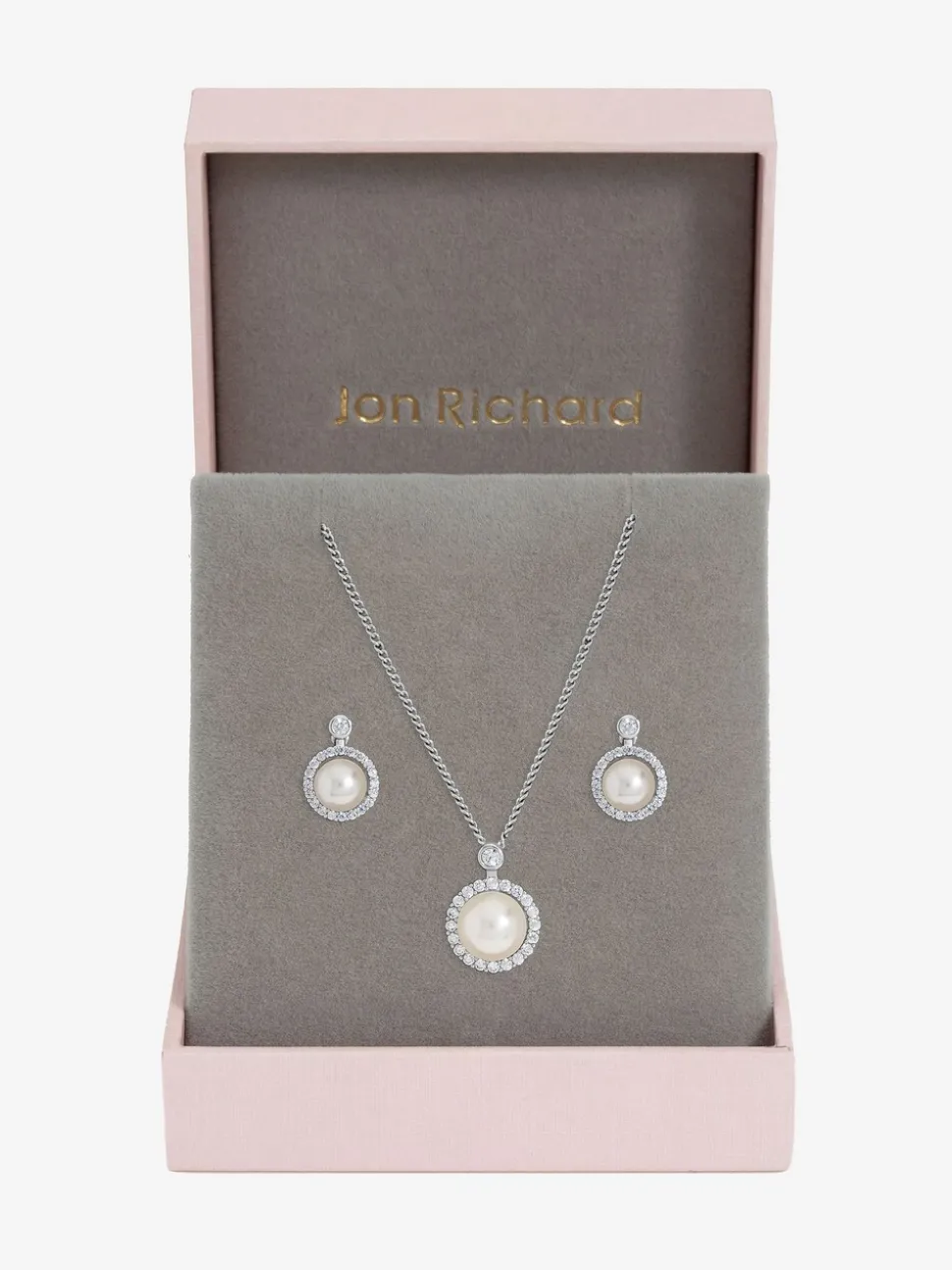 Jon Richard Plated and Cubic Zirconia Pearl Halo Box Set Gift Box