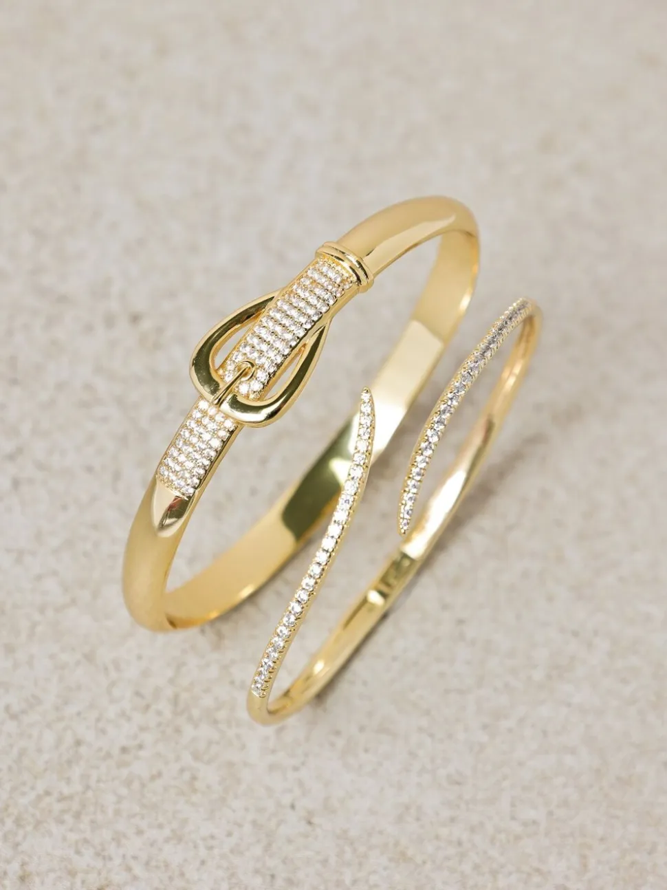 Jon Richard Plated 18K and Pave Buckle Bangle