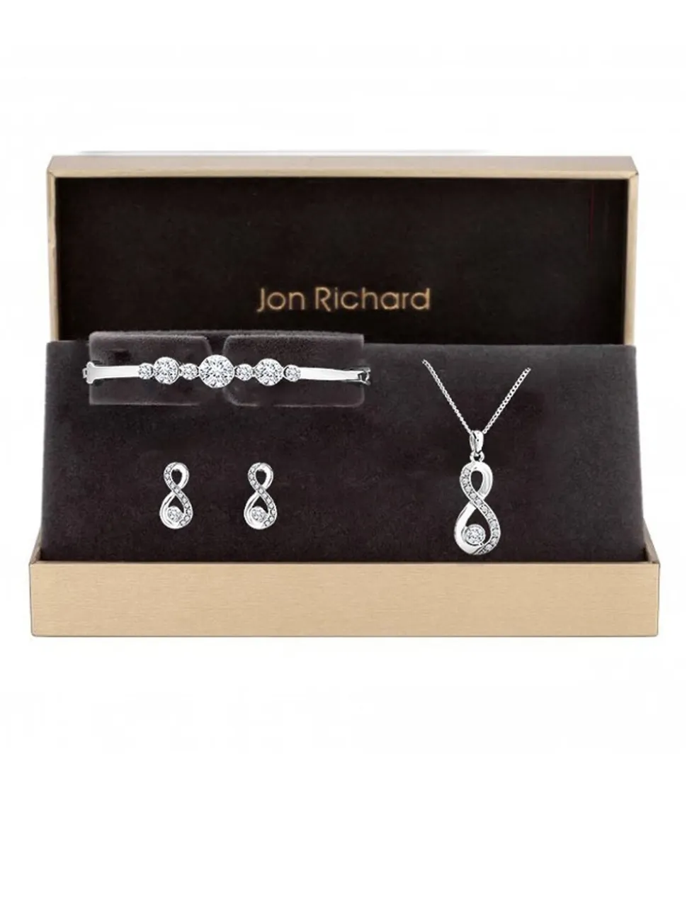Jon Richard sieradenset met oneindigheidshanger met kristallen in cadeaudoos
