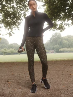 Kaki met dierenprint - Outdoor legging met fleecevoering en warme handgreep