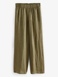 Kakigroen - 100% linnen Premium broek met wijde pijpen