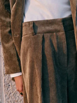 Kakigroen - Corduroy broek met wijde pijpen