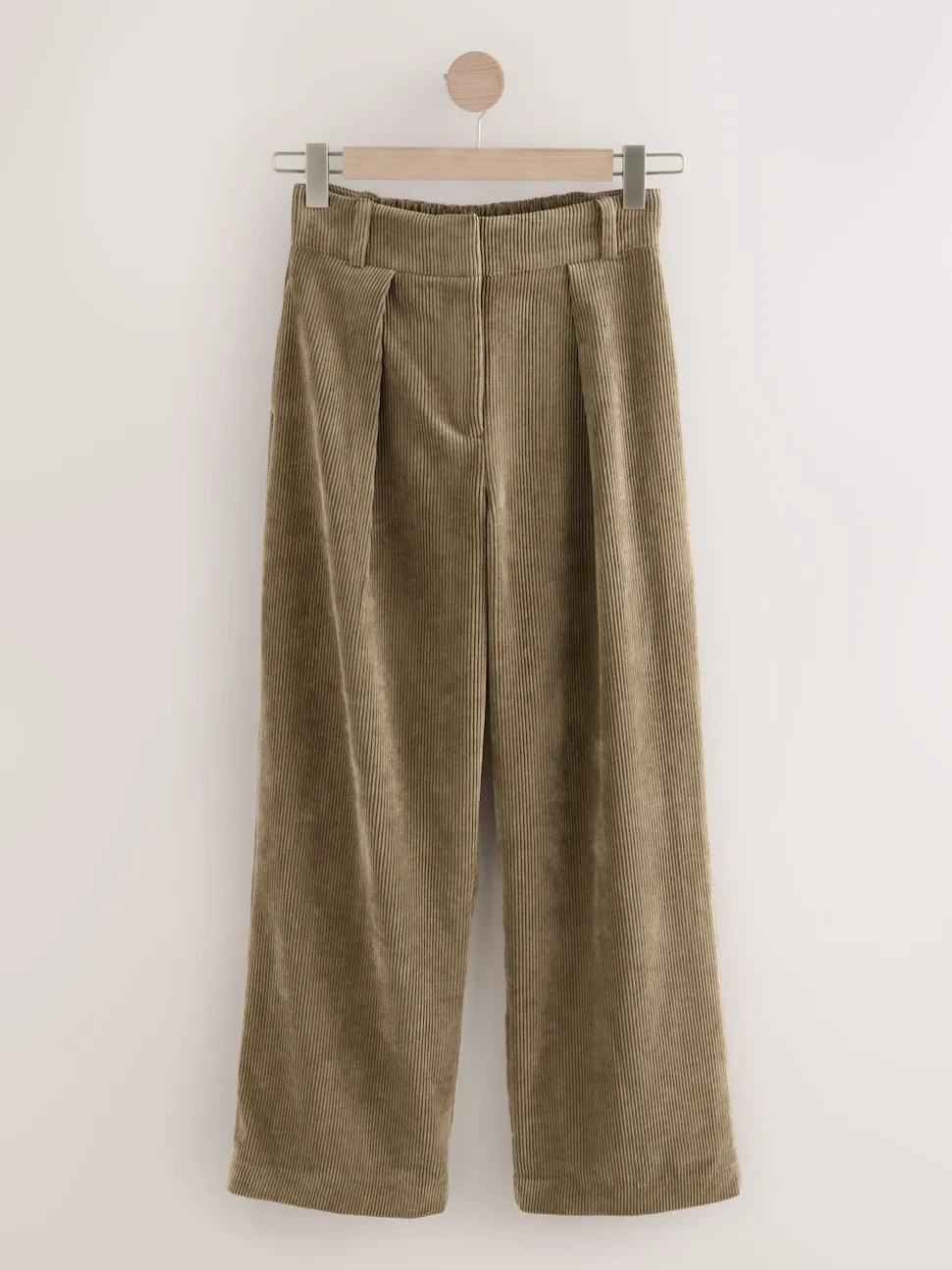 Kakigroen - Corduroy broek met wijde pijpen